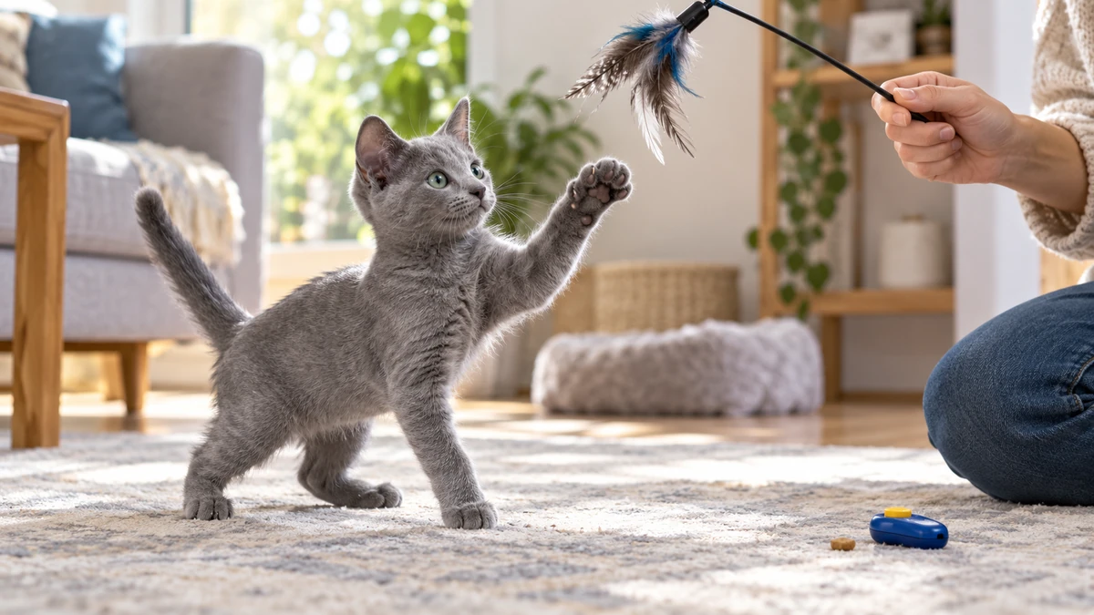 Mavi Rus Kedisi yavru kedi — oyun ve eğitim